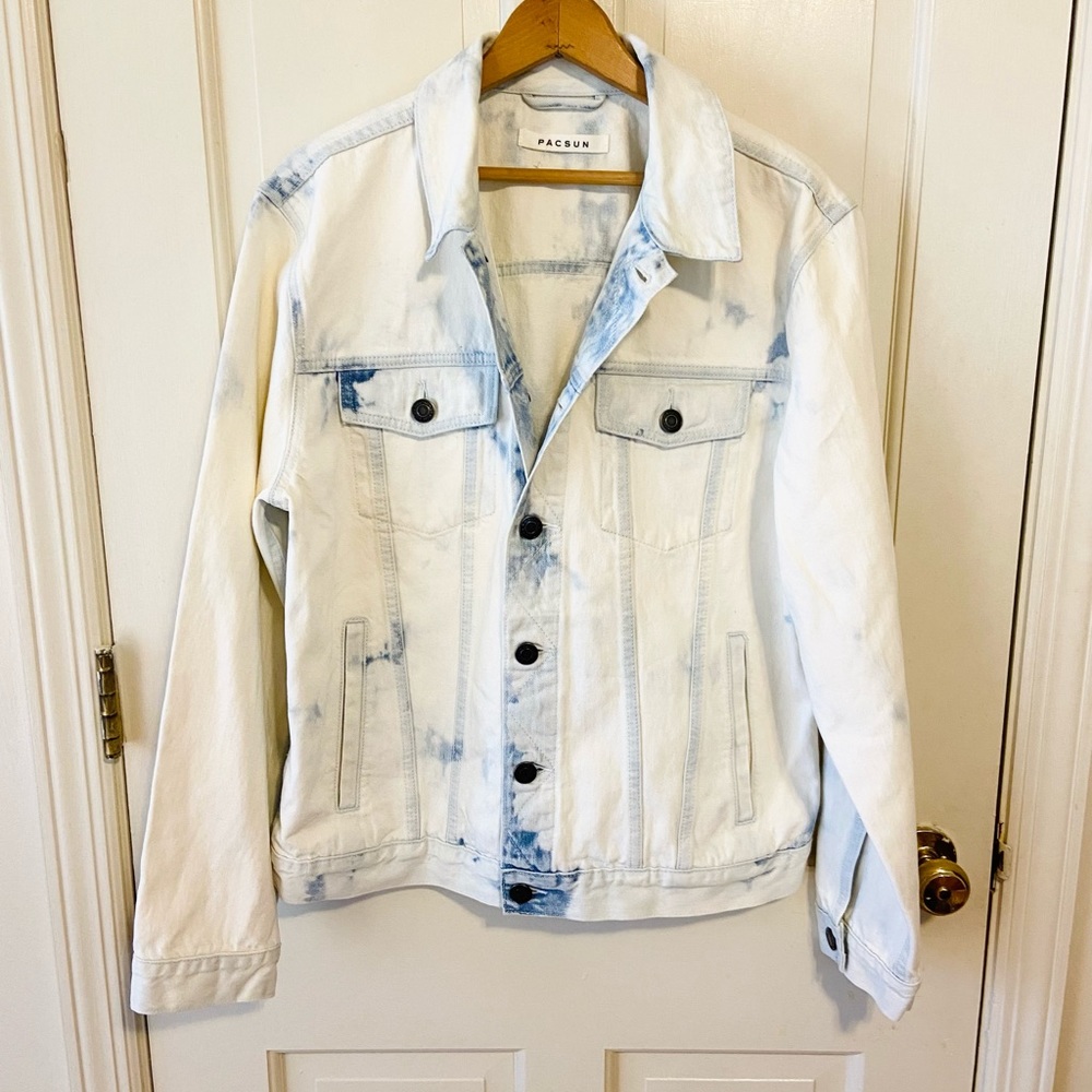 NWOT pacsun light wash tie dye oversized denim trucker jacket jean jacket
